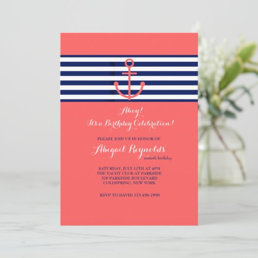 Nautical Colors Invitation Kaart (Staand voorkant)