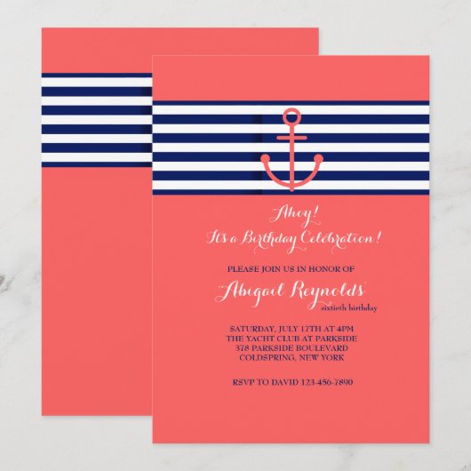 Nautical Colors Invitation Kaart (Voorkant / Achterkant)