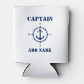 Nautical Compass Anchor Captain Jouw naam of Boat Blikjeskoeler (Voorkant)