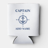 Nautical Compass Anchor Captain Voeg naam of boot  Blikjeskoeler (Voorkant)