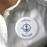 Nautical Compass Anchor Kapitein Boat Name Navy Ronde Button 5,7 Cm<br><div class="desc">Navy Blue Nautical Compass Anchor en uw persoonlijke naam van de boot en  kapitein Rank Button.</div>