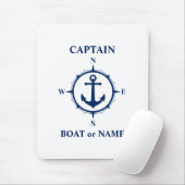Nautical Compass Anchor Kapitein of Boat Name Navy Muismat (Met muis)