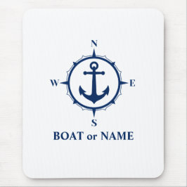 Nautical Compass Anchor Your Boat of Name Blue Muismat