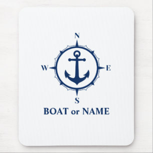 Nautical Compass Anchor Your Boat of Name Blue Muismat