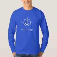 Nautical Compass Anchor Your Boat of Name Blue