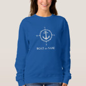 Nautical Compass Anchor Your Boat of Name Blue Trui (Voorkant)