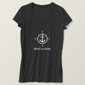 Nautical Compass Anchor Your Boat of Name Grey T-shirt (Design voorkant)