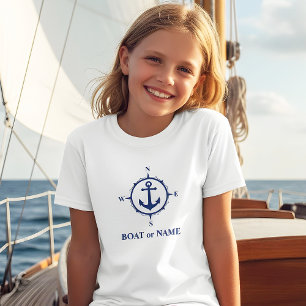 Nautical Compass Anchor Your Boat of Name White T-shirt