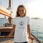 Nautical Compass Anchor Your Boat of Name White T-shirt<br><div class="desc">Een Nautical Compass en Anchor met Jouw naam of Boat Name op een Girls White T-Shirt.</div>