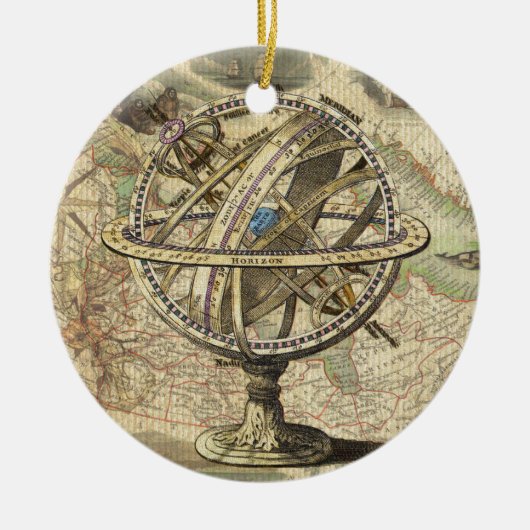  Nautical Compass and Map Keramisch Ornament (Voorkant)