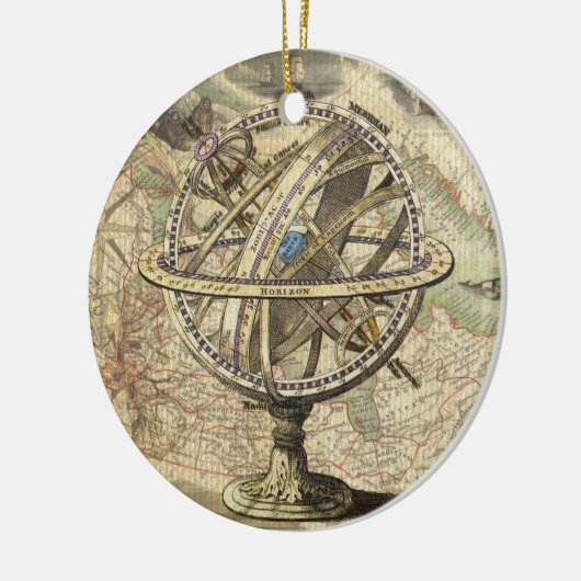  Nautical Compass and Map Keramisch Ornament (Links)