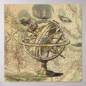 Nautical Compass and Map Poster (Voorkant)