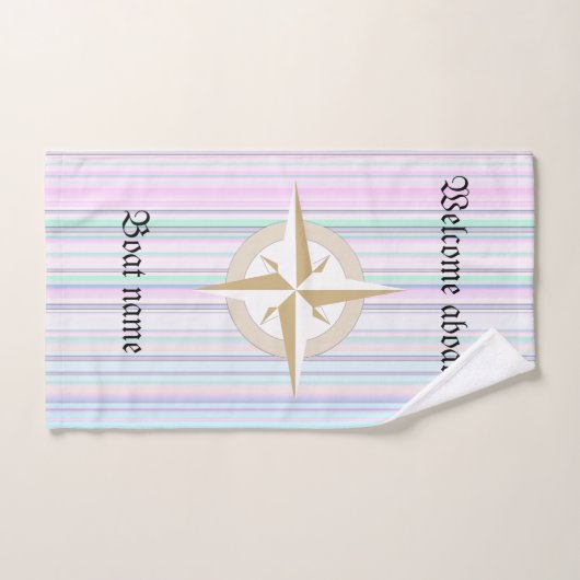 Nautical Compass and Personalized Boat Name Bad Handdoek (Handdoek)