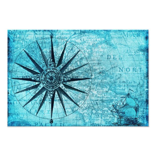 Nautical Compass Foto Afdruk (Voorkant)