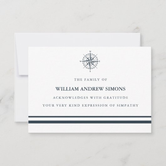 Nautical Compass Funeral Sympathie Kaart (Voorkant)