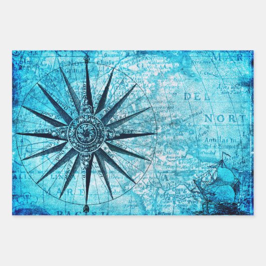 Nautical Compass Inpakpapier Vel (Voorkant)