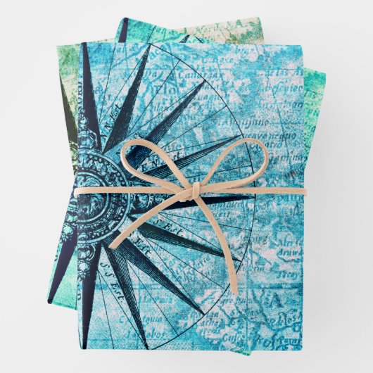 Nautical Compass Inpakpapier Vel (In situ)