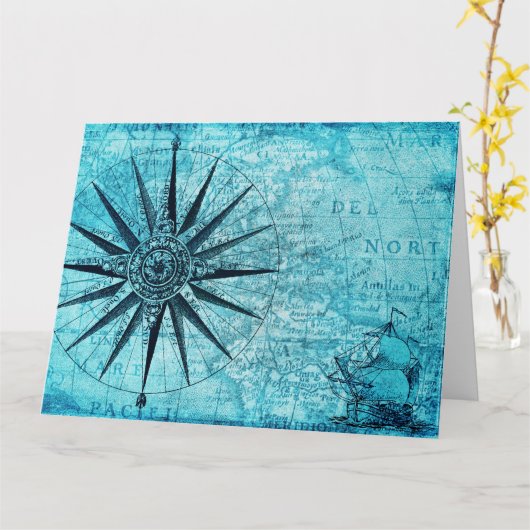 Nautical Compass Kaart (Gele Bloem)