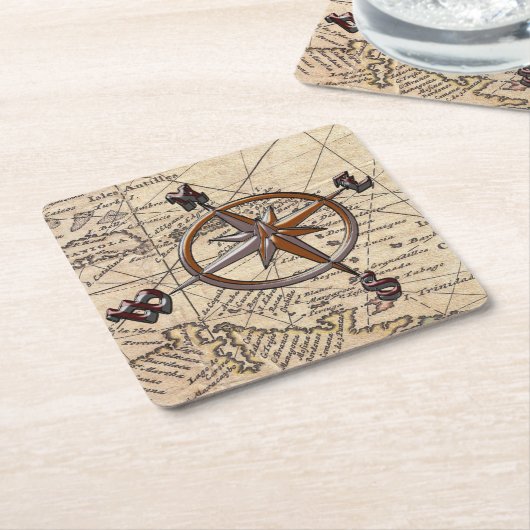 Nautical Compass Kartonnen Onderzetters (Schuin)