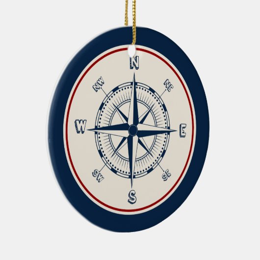 Nautical Compass Keramisch Ornament (Rechts)