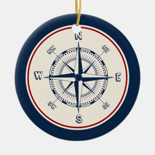 Nautical Compass Keramisch Ornament (Voorkant)