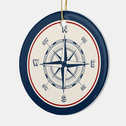 Nautical Compass Keramisch Ornament (Links)