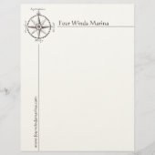 Nautical Compass Letterhead voor Marina, Yacht Clu Custom Briefhoofd (Voorkant)