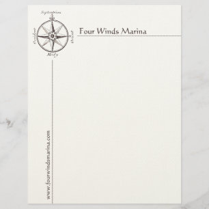 Nautical Compass Letterhead voor Marina, Yacht Clu Custom Briefhoofd