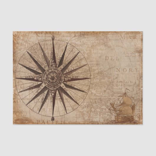 Nautical Compass  Map reizen Tissuepapier (Voorkant)