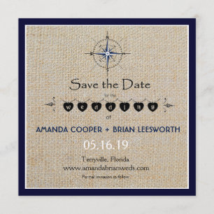 Nautical Compass/Navy Beach Wedding Save the Date