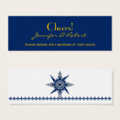 Nautical Compass Navy Yellow Wedding Drink Tickets Mini Visitekaartjes (Voorkant /achterkant)