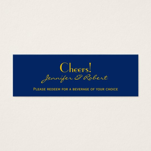 Nautical Compass Navy Yellow Wedding Drink Tickets Mini Visitekaartjes (Voorkant)