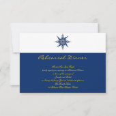 Nautical Compass Navy Yellow Wedding Rehearsal Kaart (Voorkant)
