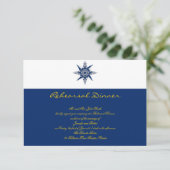 Nautical Compass Navy Yellow Wedding Rehearsal Kaart (Staand voorkant)