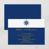 Nautical Compass Navy Yellow Wedding Rehearsal Kaart (Voorkant / Achterkant)