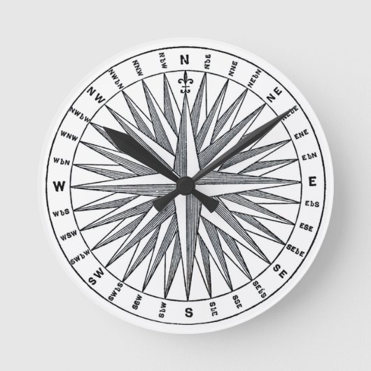 Nautical Compass-ontwerp Ronde Klok (Voorkant)