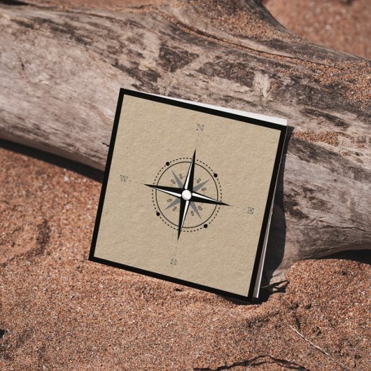 Nautical Compass Premium Kraft Vierkante Visitekaartje