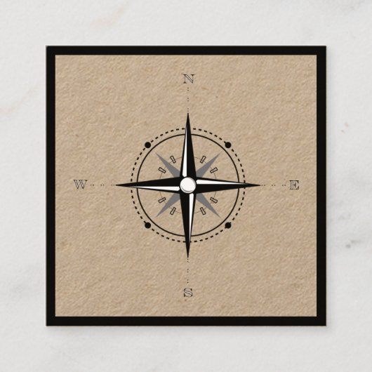 Nautical Compass Premium Kraft Vierkante Visitekaartje (Voorkant)