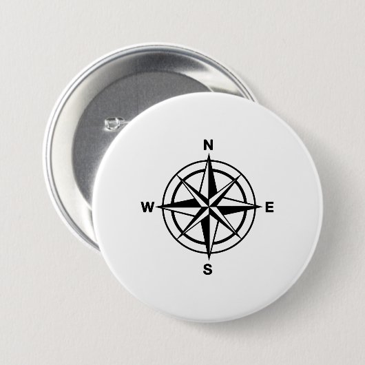 Nautical Compass Ronde Button 7,6 Cm (Voorkant /achterkant)