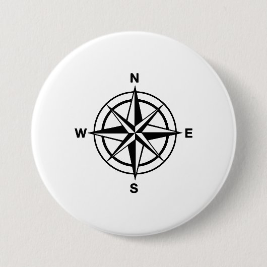 Nautical Compass Ronde Button 7,6 Cm (Voorkant)
