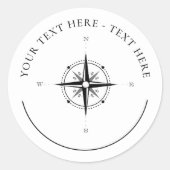 Nautical Compass Ronde Sticker (Voorkant)