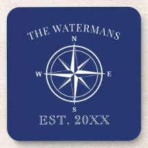 Nautical Compass Roos Familienaam Navy Blue