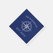 Nautical Compass Roos Familienaam Navy Blue Servet (Hoek)