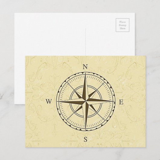 Nautical Compass Roos Ivory Briefkaart (Voorkant / Achterkant)