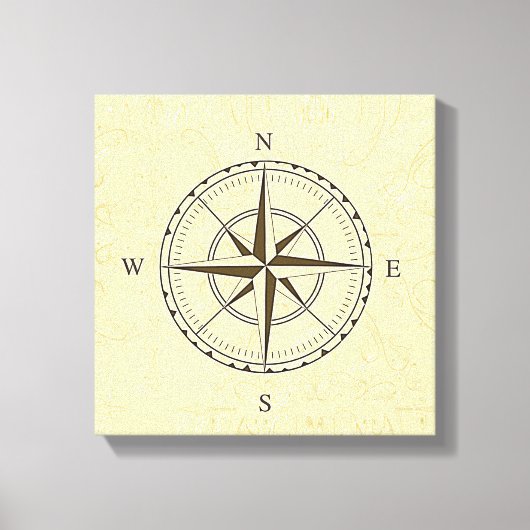 Nautical Compass Roos Ivory Canvas Afdruk (Voorkant)