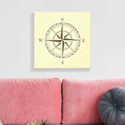 Nautical Compass Roos Ivory Canvas Afdruk (Insitu (Woonkamer))