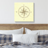 Nautical Compass Roos Ivory Canvas Afdruk (Insitu (Slaapkamer))