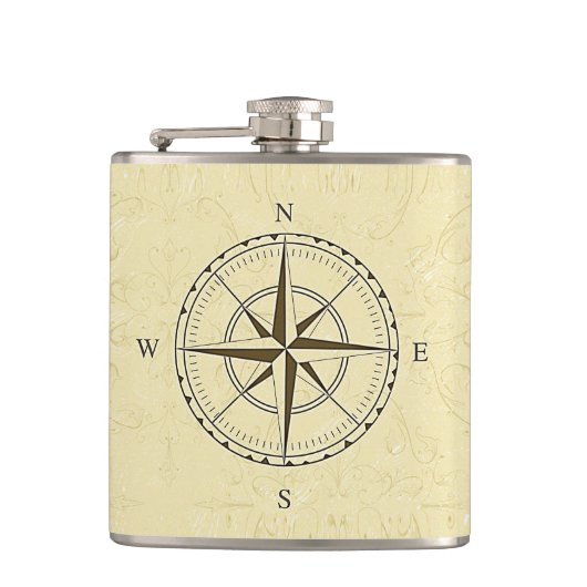 Nautical Compass Roos Ivory Heupfles (Voorkant)