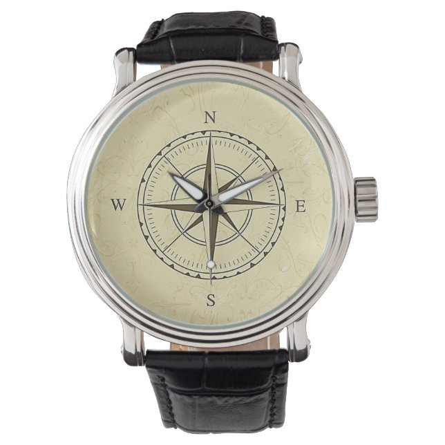  Nautical Compass Roos Ivory Horloge (Voorkant)