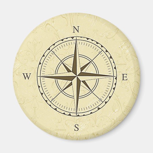  Nautical Compass Roos Ivory Magneet (Voorkant)